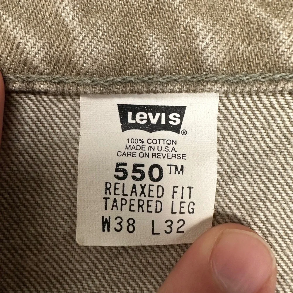 Levis 550 Orange Tab Vintage Jeans Mens 38x32 Tan USA Made 1996 Relaxed Tapered